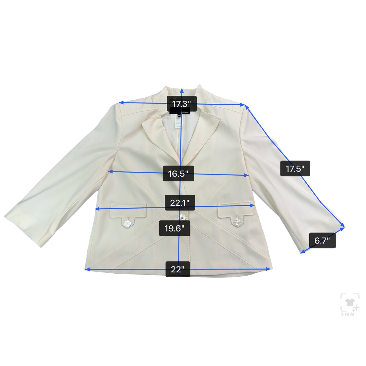 Les Goparins Women Cream Polyester/Acetate Blazer & Pants Suit Set Size 44