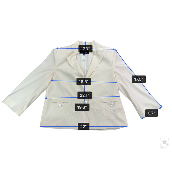 Les Goparins Women Cream Polyester/Acetate Blazer & Pants Suit Set Size 44