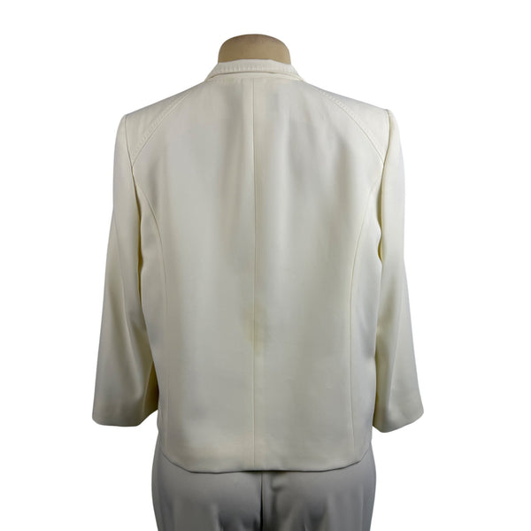 Les Goparins Women Cream Polyester/Acetate Blazer & Pants Suit Set Size 44