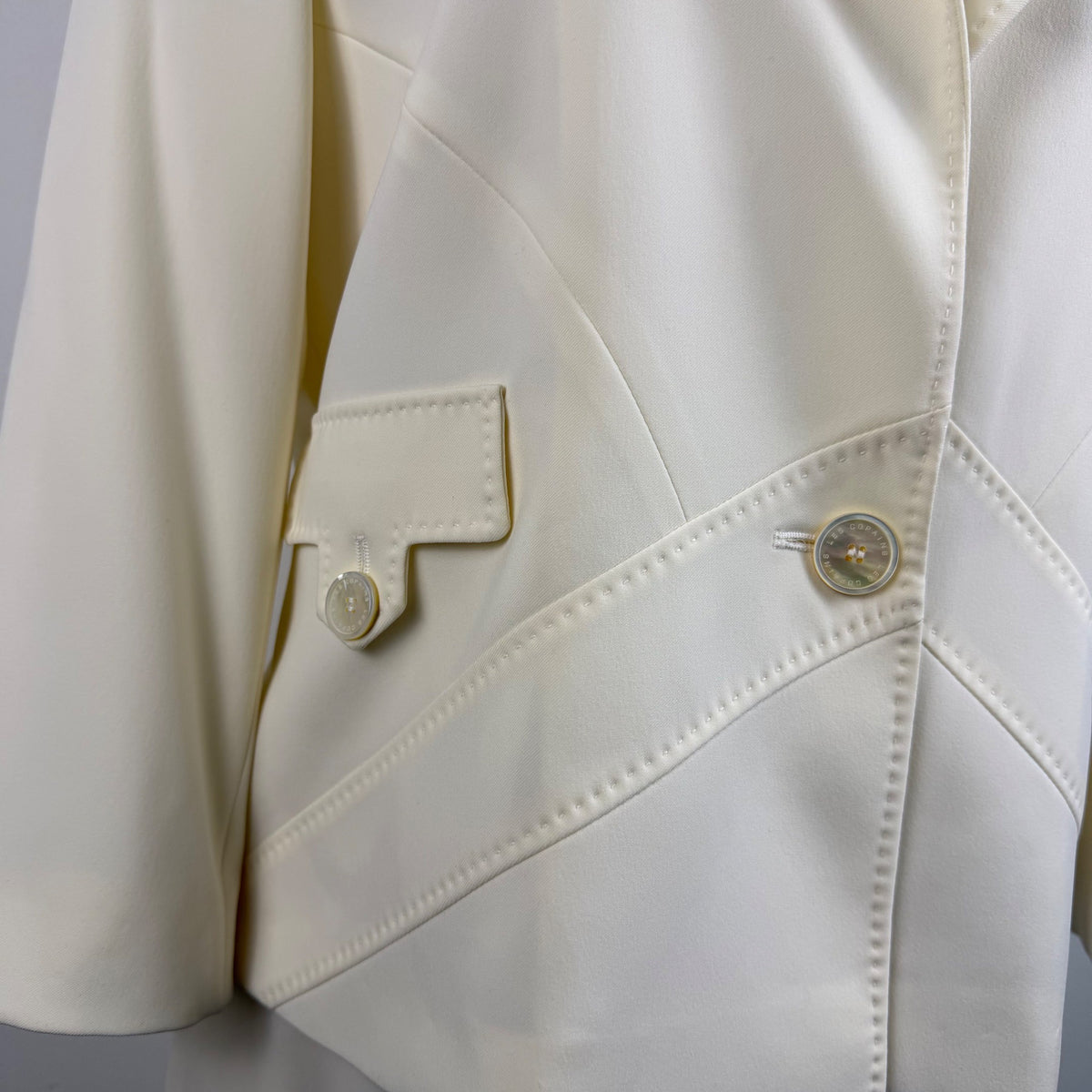 Les Goparins Women Cream Polyester/Acetate Blazer & Pants Suit Set Size 44