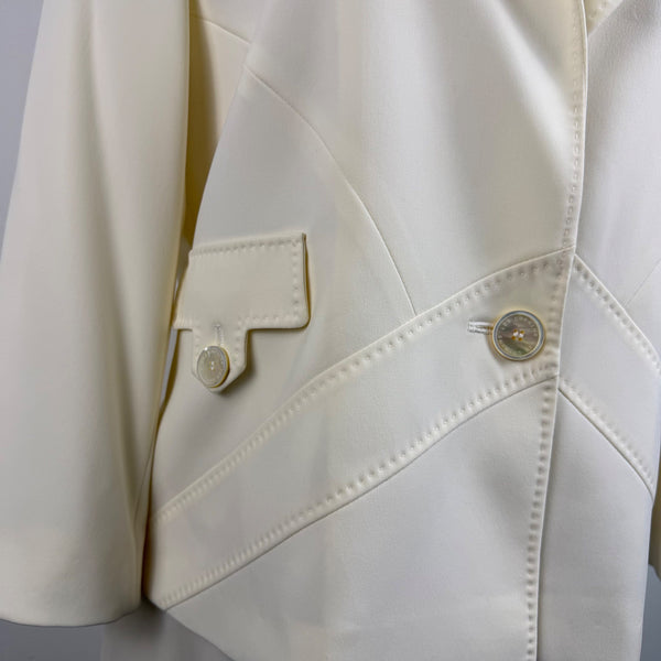Les Goparins Women Cream Polyester/Acetate Blazer & Pants Suit Set Size 44