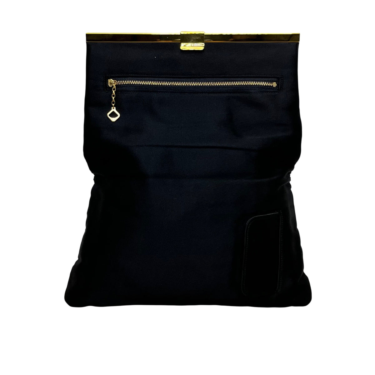 Bienen-Davis Women’s Black Satin With Gold-Tone Frame & Zipper Clutch Bag