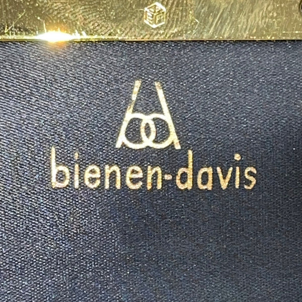 Bienen-Davis Women’s Black Satin With Gold-Tone Frame & Zipper Clutch Bag