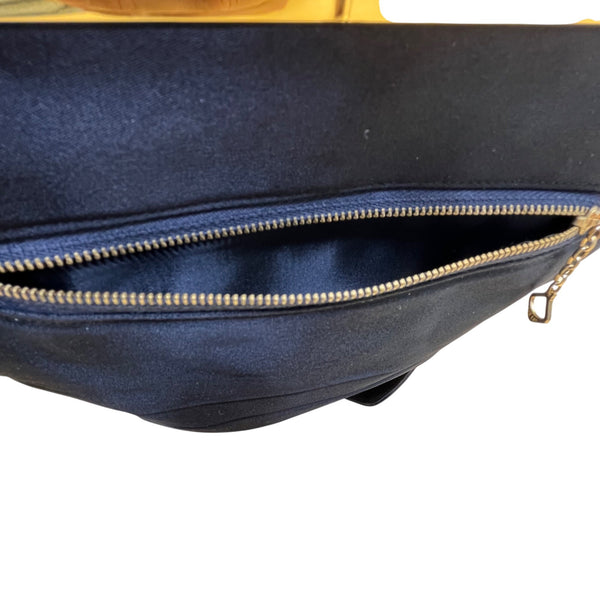 Bienen-Davis Women’s Black Satin With Gold-Tone Frame & Zipper Clutch Bag