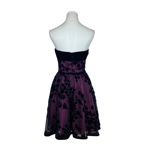 Betsey Johnson Womens Black/Purple Velvet Floral Strapless Evening Dress Size 2