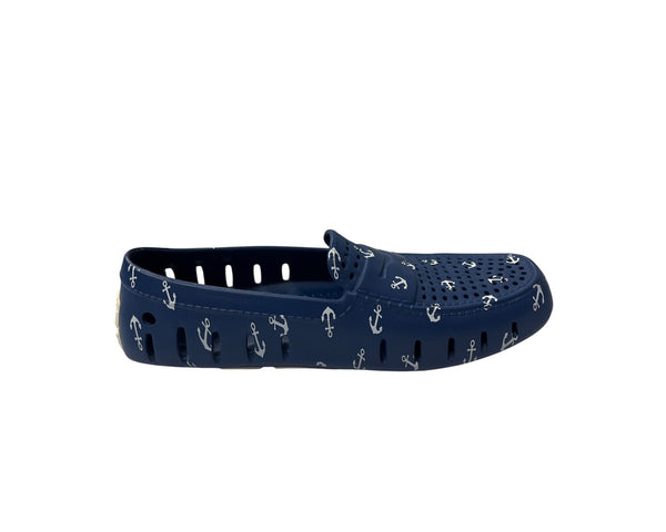 Blue Slip-On Shoes With Anchor Print Size 9 Lightweight Waterproof Breathable Design By Floafers