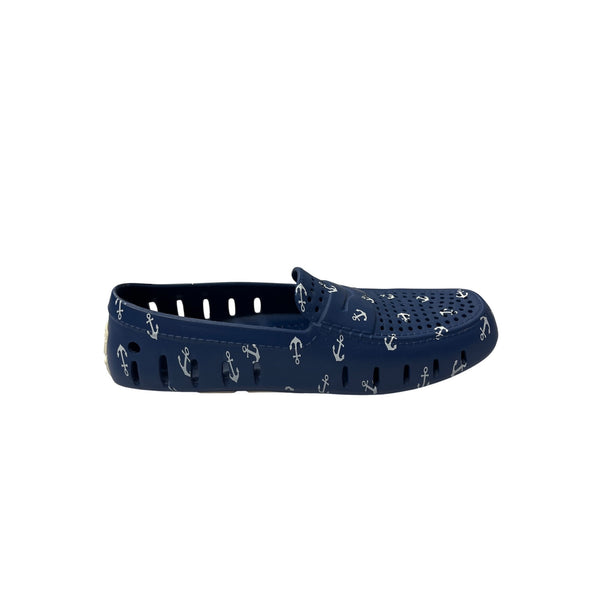 Blue Slip-On Shoes With Anchor Print Size 9 Lightweight Waterproof Breathable Design By Floafers