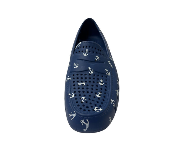 Blue Slip-On Shoes With Anchor Print Size 9 Lightweight Waterproof Breathable Design By Floafers