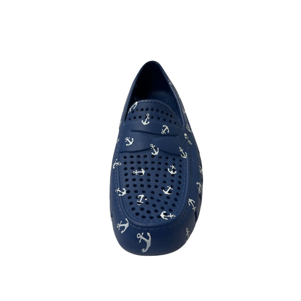 Blue Slip-On Shoes With Anchor Print Size 9 Lightweight Waterproof Breathable Design By Floafers