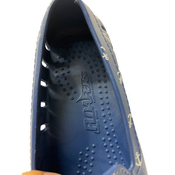 Blue Slip-On Shoes With Anchor Print Size 9 Lightweight Waterproof Breathable Design By Floafers