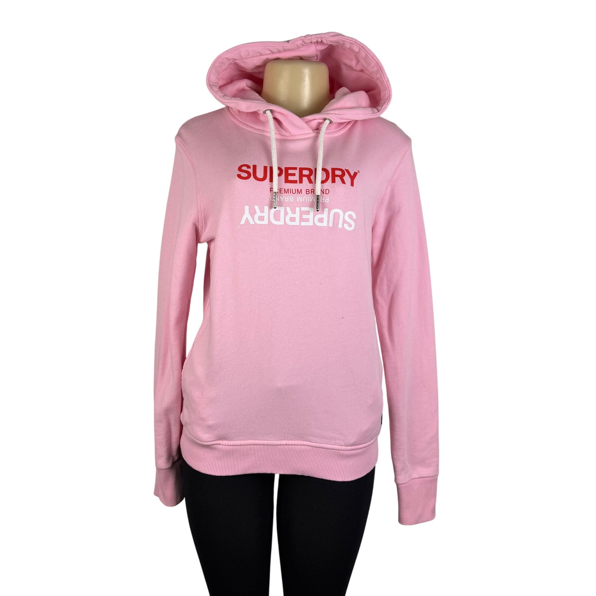 Superdry Women’s Pink Cotton Hoodie Logo Pullover Sweater Size 6