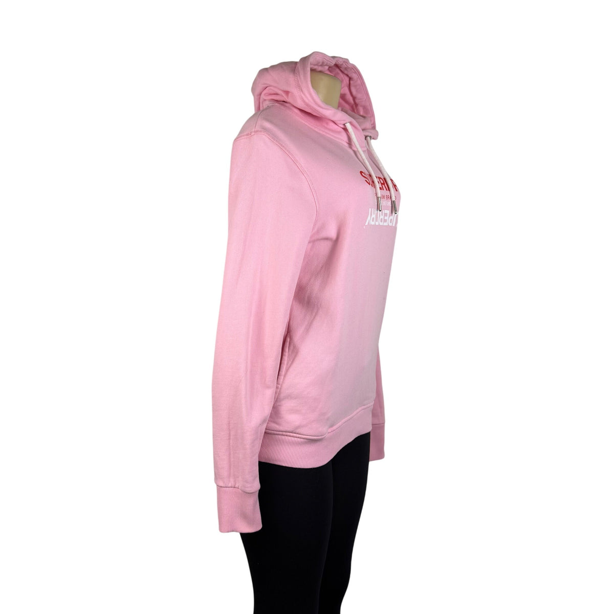 Superdry Women’s Pink Cotton Hoodie Logo Pullover Sweater Size 6