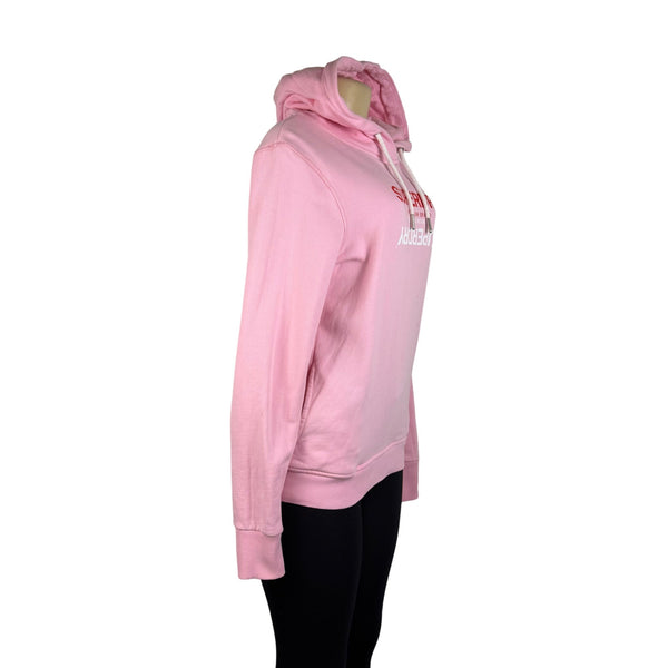Superdry Women’s Pink Cotton Hoodie Logo Pullover Sweater Size 6