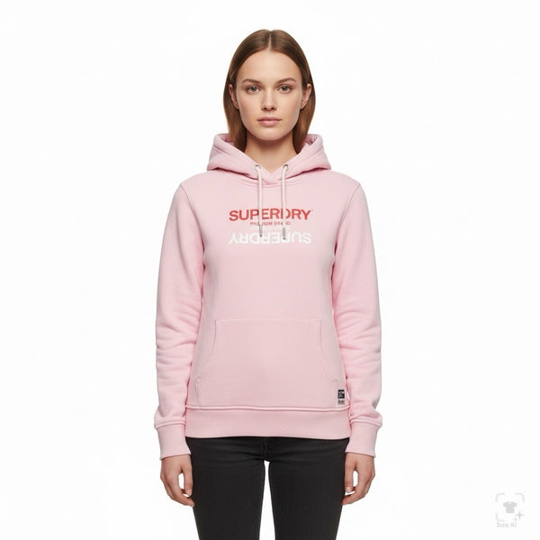 Superdry Women’s Pink Cotton Hoodie Logo Pullover Sweater Size 6