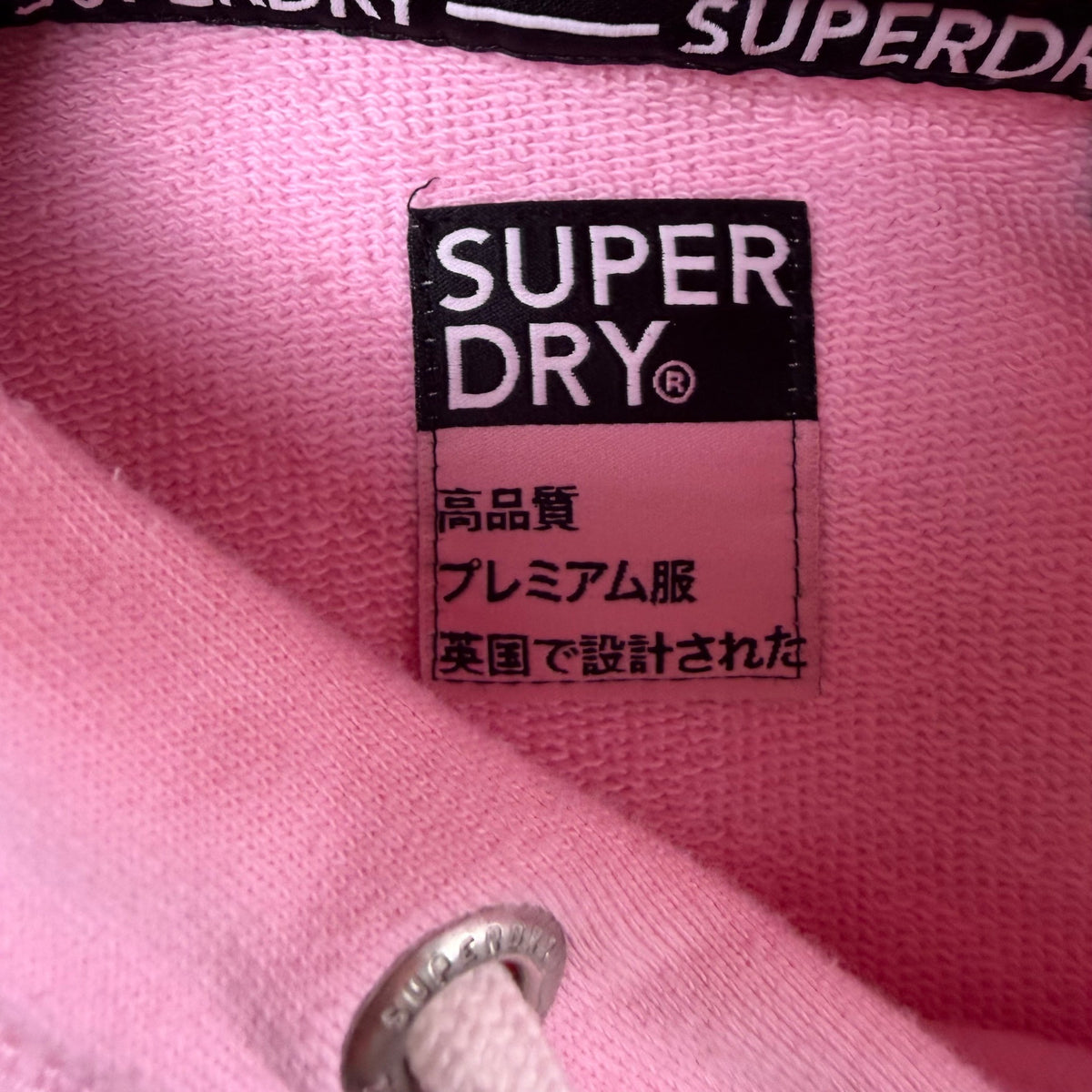 Superdry Women’s Pink Cotton Hoodie Logo Pullover Sweater Size 6