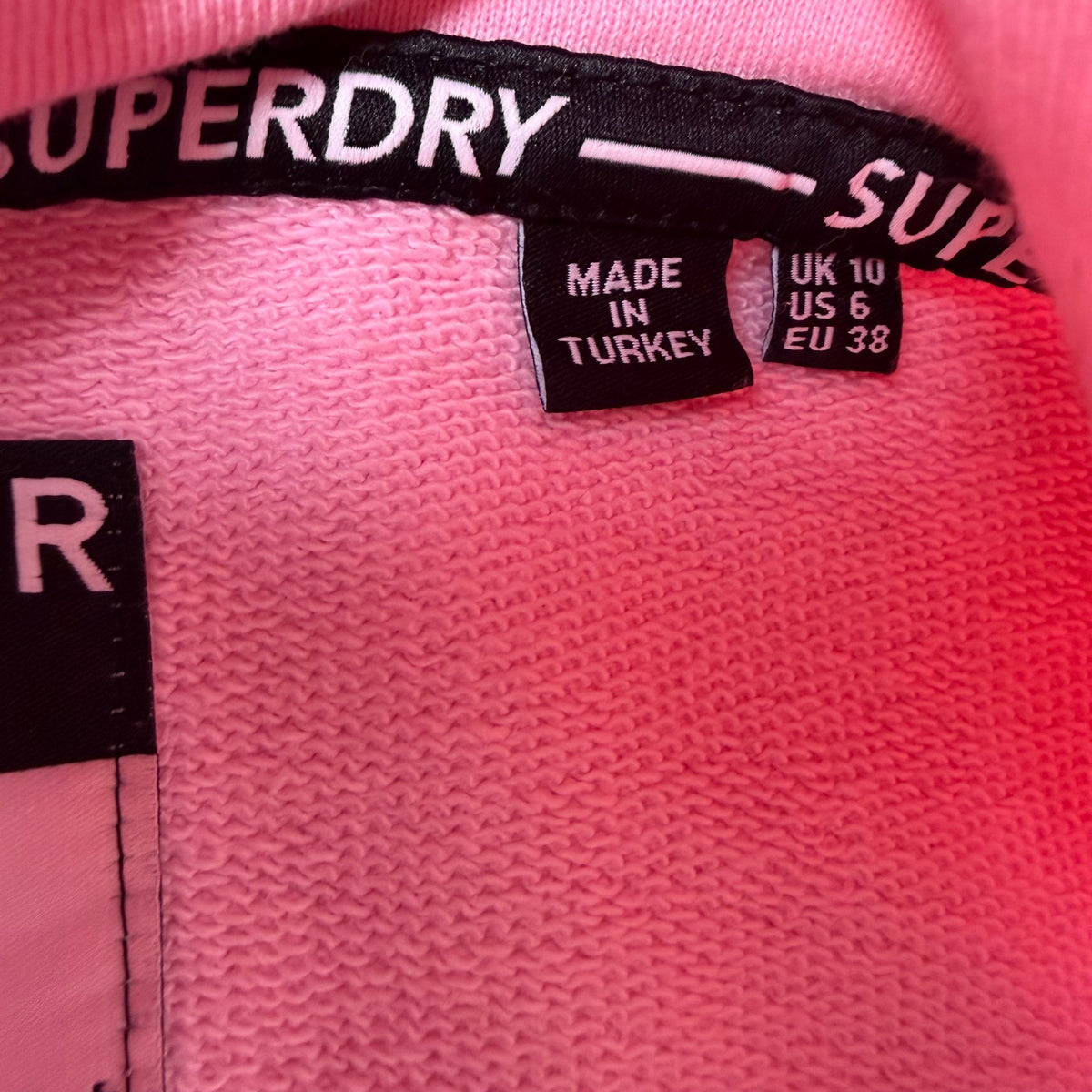 Superdry Women’s Pink Cotton Hoodie Logo Pullover Sweater Size 6