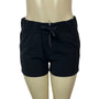 Black Elastic Waistband Womens Shorts With Drawstring