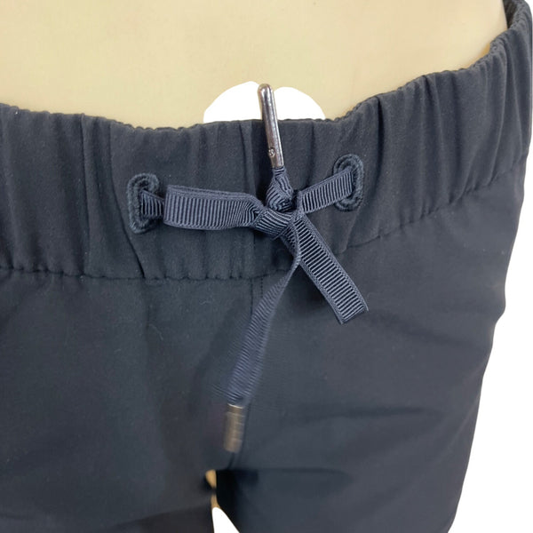 Black Elastic Waistband Womens Shorts With Drawstring