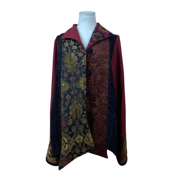 AHNI Women’s Burgundy Multi-Pattern Button Front Jacket Size 2