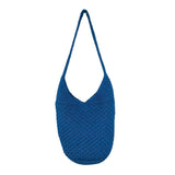 The Sak Blue Crochet Shoulder Bag With Nylon Twill Magnetic Snap Closure Size M
