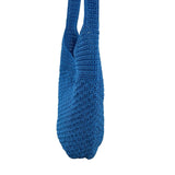 The Sak Blue Crochet Shoulder Bag With Nylon Twill Magnetic Snap Closure Size M