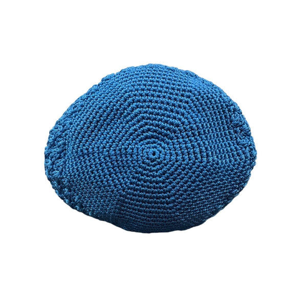 The Sak Blue Crochet Shoulder Bag With Nylon Twill Magnetic Snap Closure Size M