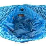 The Sak Blue Crochet Shoulder Bag With Nylon Twill Magnetic Snap Closure Size M