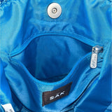 The Sak Blue Crochet Shoulder Bag With Nylon Twill Magnetic Snap Closure Size M