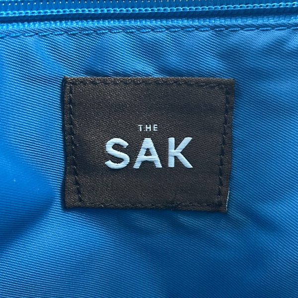 The Sak Blue Crochet Shoulder Bag With Nylon Twill Magnetic Snap Closure Size M