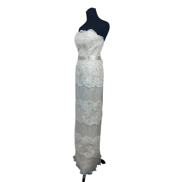 St. Pucchi Bridal Gown Size 6 Ivory/Oyster Lace Strapless Sposa Bella Evening Dress
