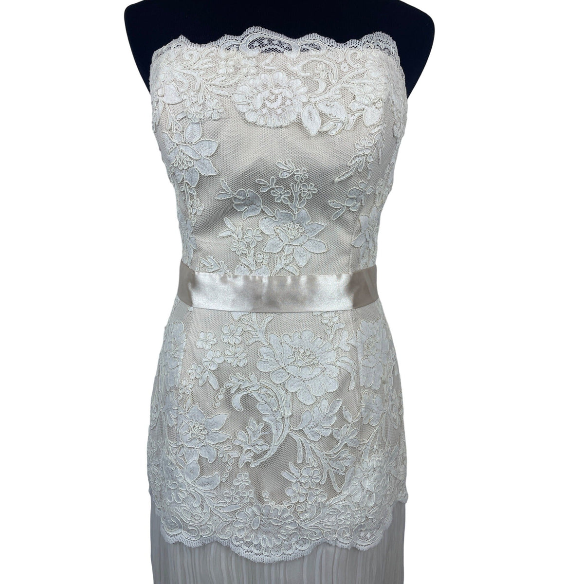 St. Pucchi Bridal Gown Size 6 Ivory/Oyster Lace Strapless Sposa Bella Evening Dress
