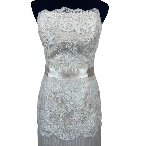 St. Pucchi Bridal Gown Size 6 Ivory/Oyster Lace Strapless Sposa Bella Evening Dress