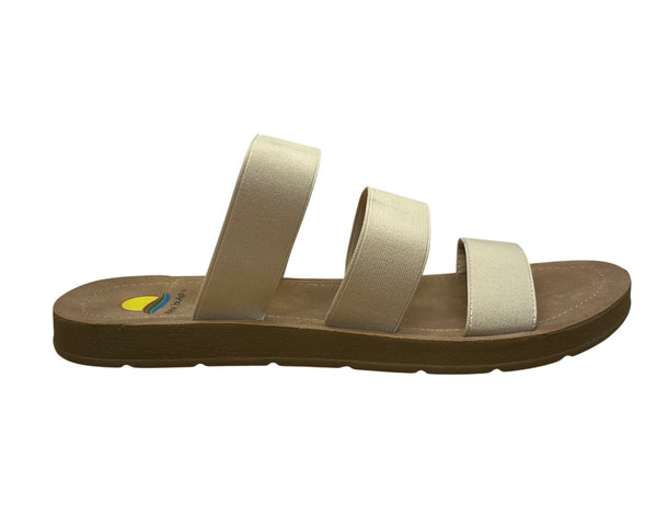 Maui Island Women’s Beige Triple-Strap Design Laguna Slide Sandals Size 10M