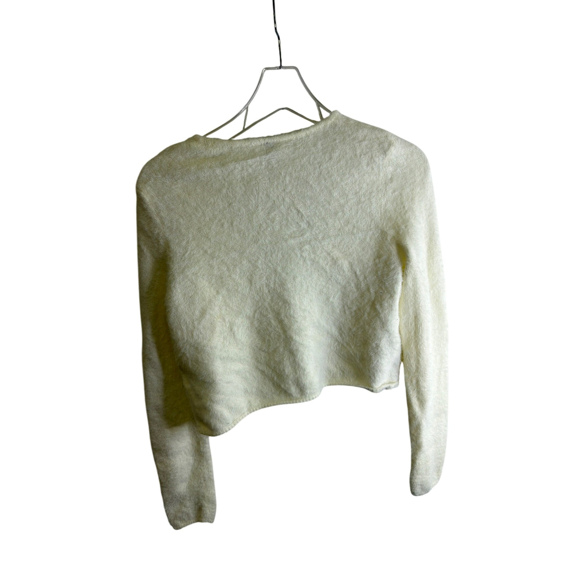 H&M Womens Off-White Fuzzy Open-Front Cardigan With Tie Medium Cozy Soft Long Sleeve