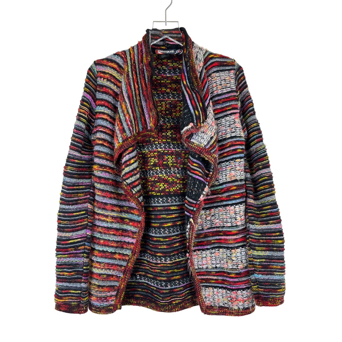 Desigual Womens Multicolor Knit Cardigan Open Front Lightweight Sweater Sz S