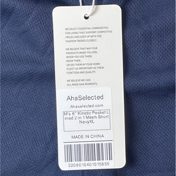 Aha Selected Men's Navy 2 in 1 Shorts Sz XL - NWT