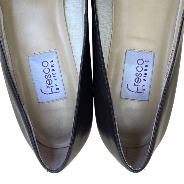 Fresco By Pierre Women’s Brown Leather Croc Embossed Whitney Pump Sz 10M