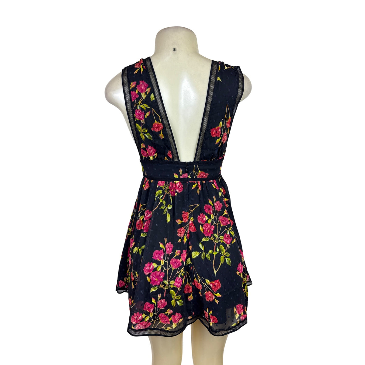 NBD Women’s Floral Mesh Black Sleeveless Women’s A-Line Dress Sz XS