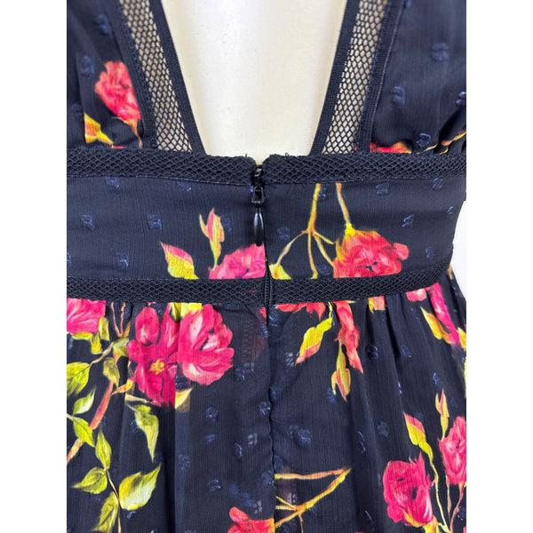 NBD Women’s Floral Mesh Black Sleeveless Women’s A-Line Dress Sz XS
