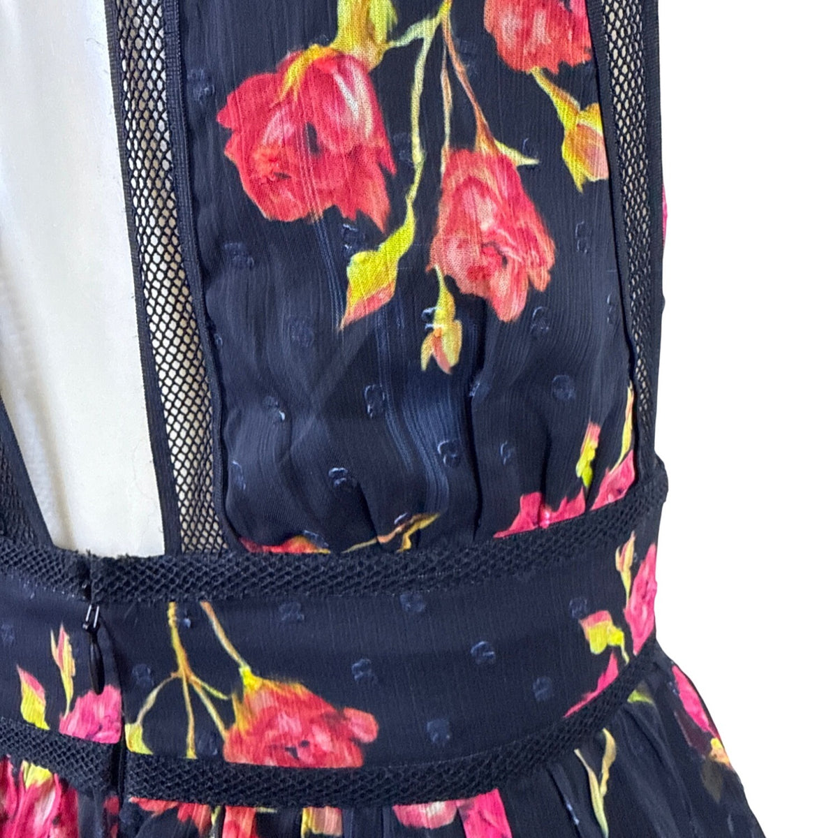 NBD Women’s Floral Mesh Black Sleeveless Women’s A-Line Dress Sz XS