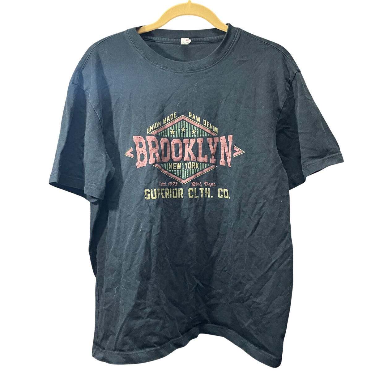 Original KDK Mens Black Graphic Brooklyn Print T-Shirt XL Casual Lightweight Soft Cotton