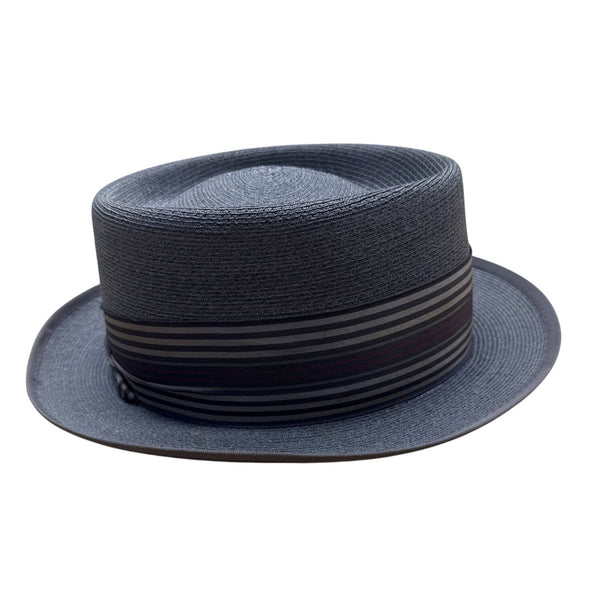 Vintage Men's Dobbs Fifth Ave NY Gray Straw Fedora Hat With Striped Band One Size