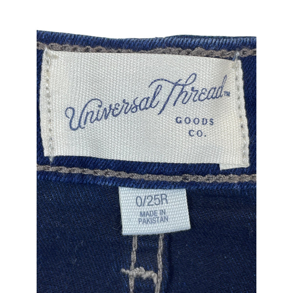 Universal Thread Womens Blue Denim Mid-Rise Skinny Jeans Fitted Waist Slim Leg Size 0