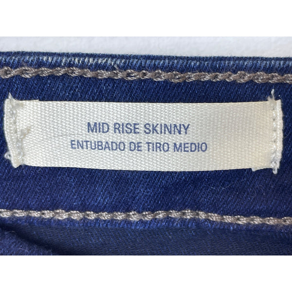 Universal Thread Womens Blue Denim Mid-Rise Skinny Jeans Fitted Waist Slim Leg Size 0