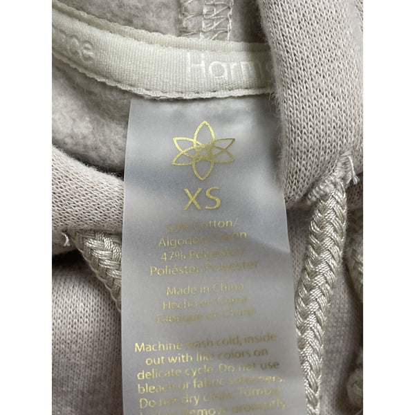 Harmony Women's Beige Cropped Hoodie Pull-On Drawstring Long Sleeves Sz XS - New