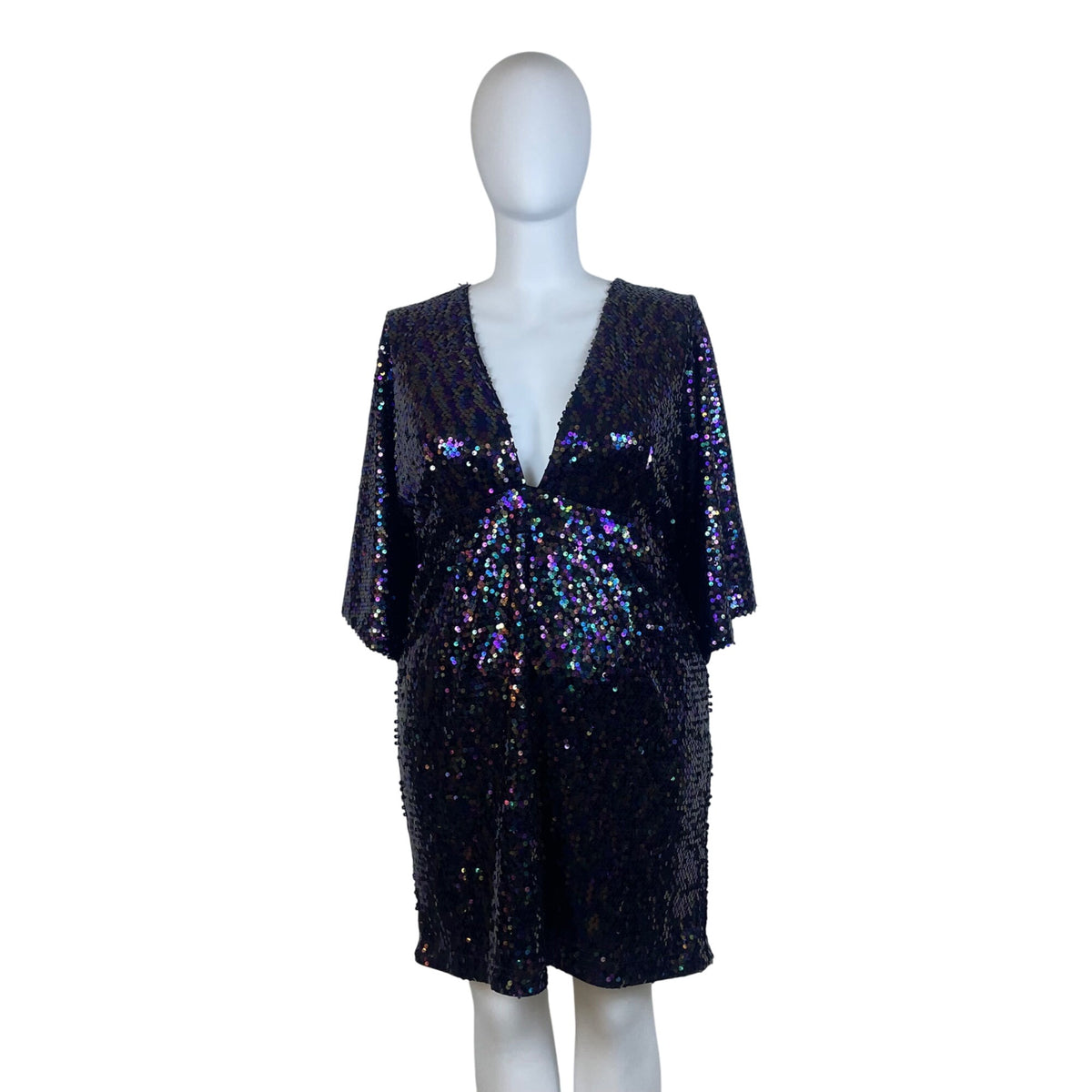 Gabrielle Union Womens Sequin Black Mini Dress Size 2 Party Sparkle Polyester Blend