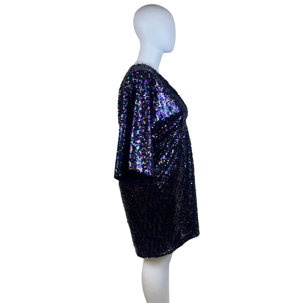Gabrielle Union Womens Sequin Black Mini Dress Size 2 Party Sparkle Polyester Blend