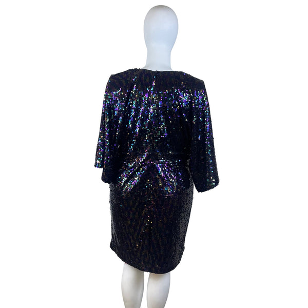 Gabrielle Union Womens Sequin Black Mini Dress Size 2 Party Sparkle Polyester Blend