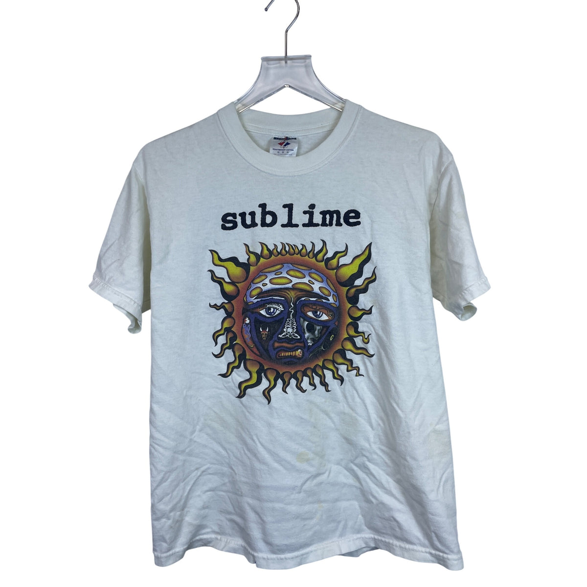 Jerzees Mens White Cotton Sublime Graphic T-Shirt Skunk Records Long Beach Medium