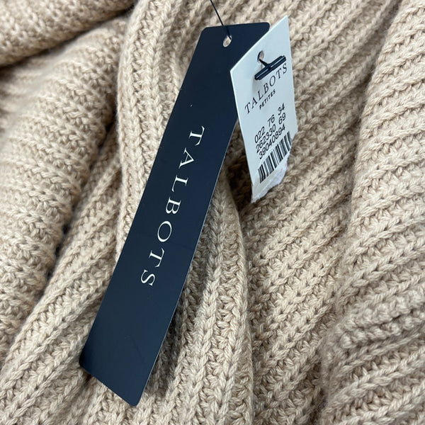 Talbots Petite Open Front Cardigan Sweater Beige & Black Knit MP